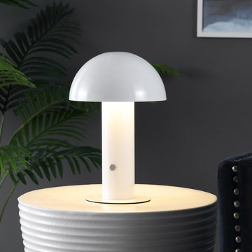 Boletus 10.75" Contemporary Bohemian Rechargeable/Cordless Iron Integrated LED Mushroom Table Lamp - JONATHAN Y